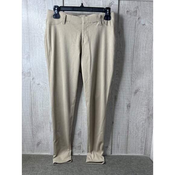 Faded Glory Beige Slim Fit Stretch Knit Pants Womens Medium (8-10) Belt Loops - Picture 1 of 6